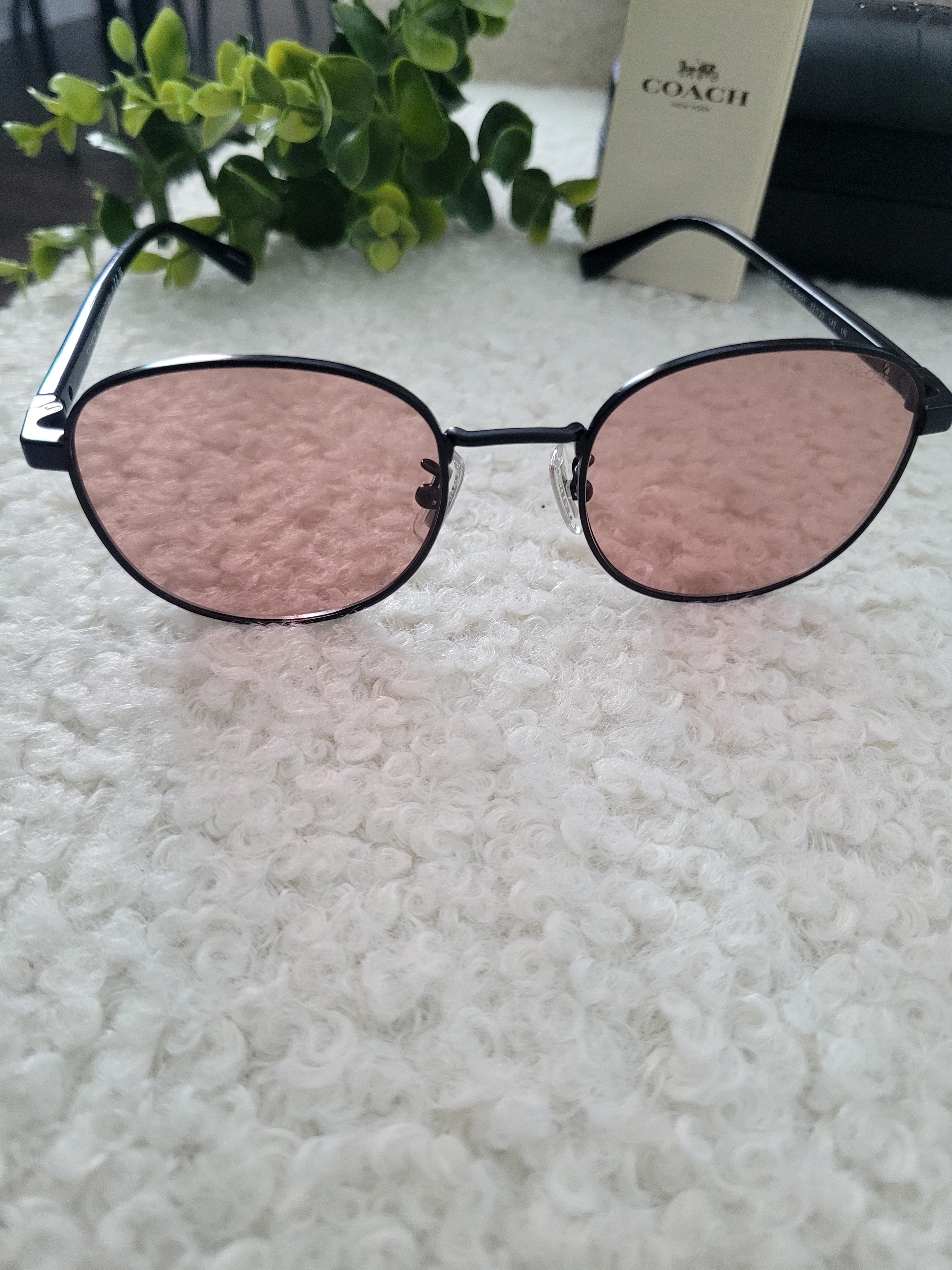 Coach Round Women's Sunglasses With Rose-Tint Lenses
